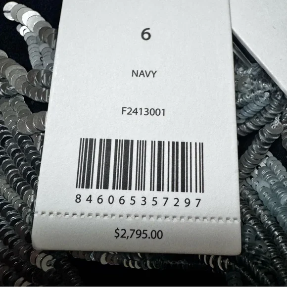 JASON WU COLLECTION•Floral Bead Sequined Midi Shift Dress•Navy•Sz 6 - Picture 11 of 12